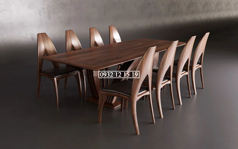 Mẫu bàn ăn 8 ghế bằng gỗ óc chó